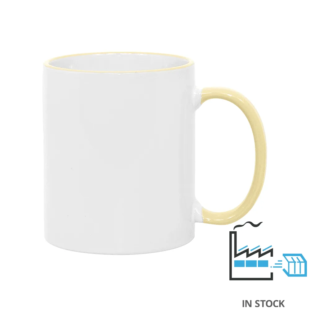 11 oz Rim & Handle Colored Mug - Yellow