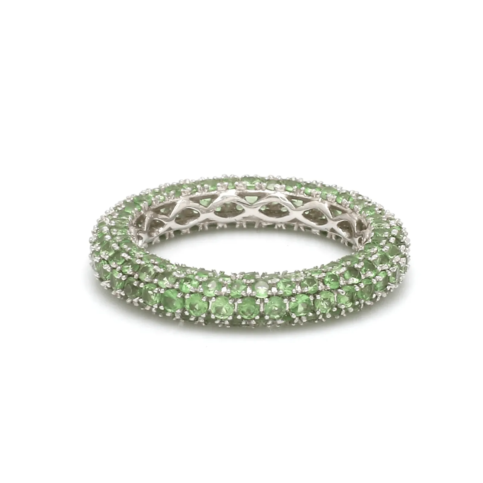 14K or 18K Gold Pave Tsavorite Eternity Band