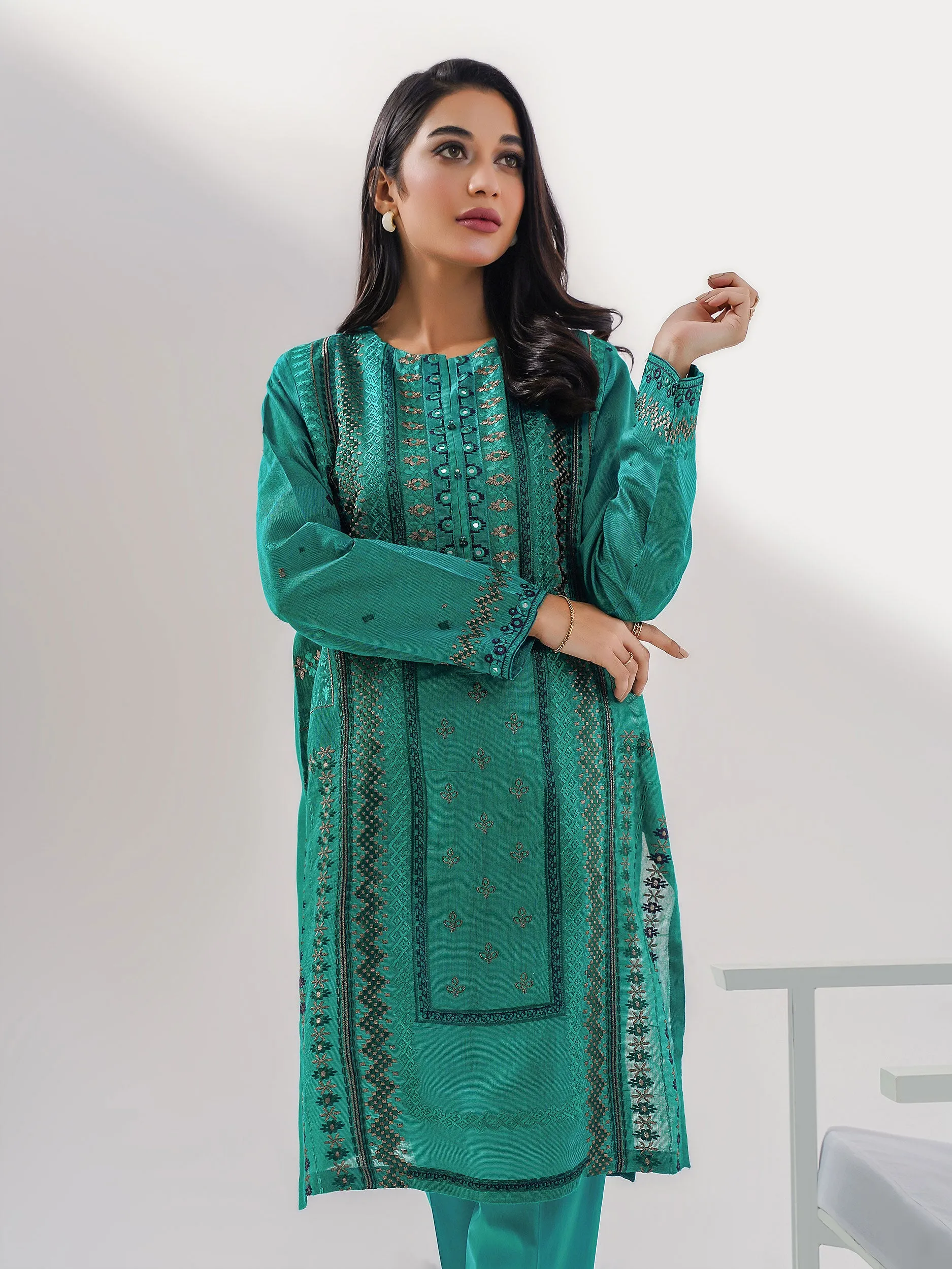 2 Piece Cotton Net Suit-Embroidered(Pret)