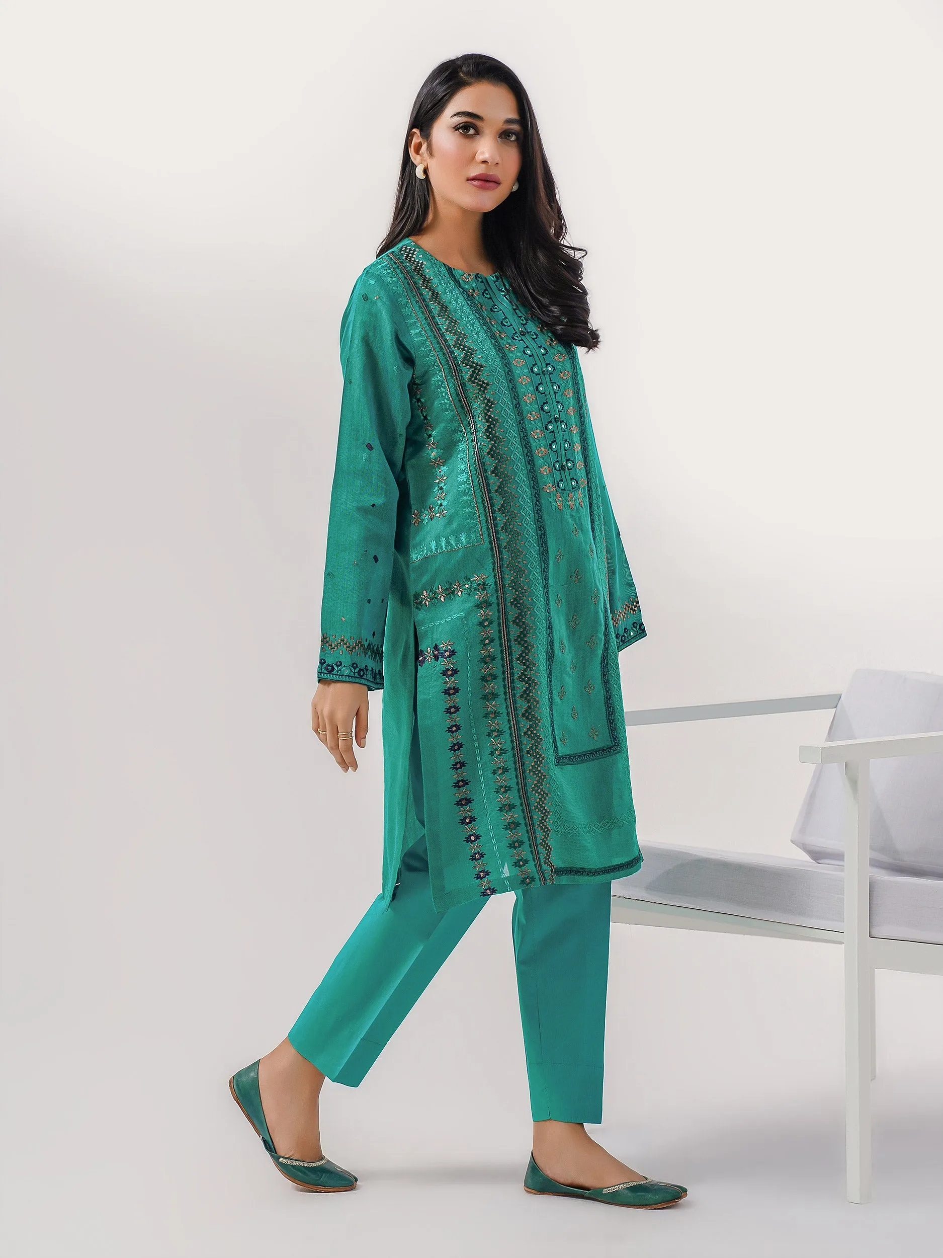 2 Piece Cotton Net Suit-Embroidered(Pret)