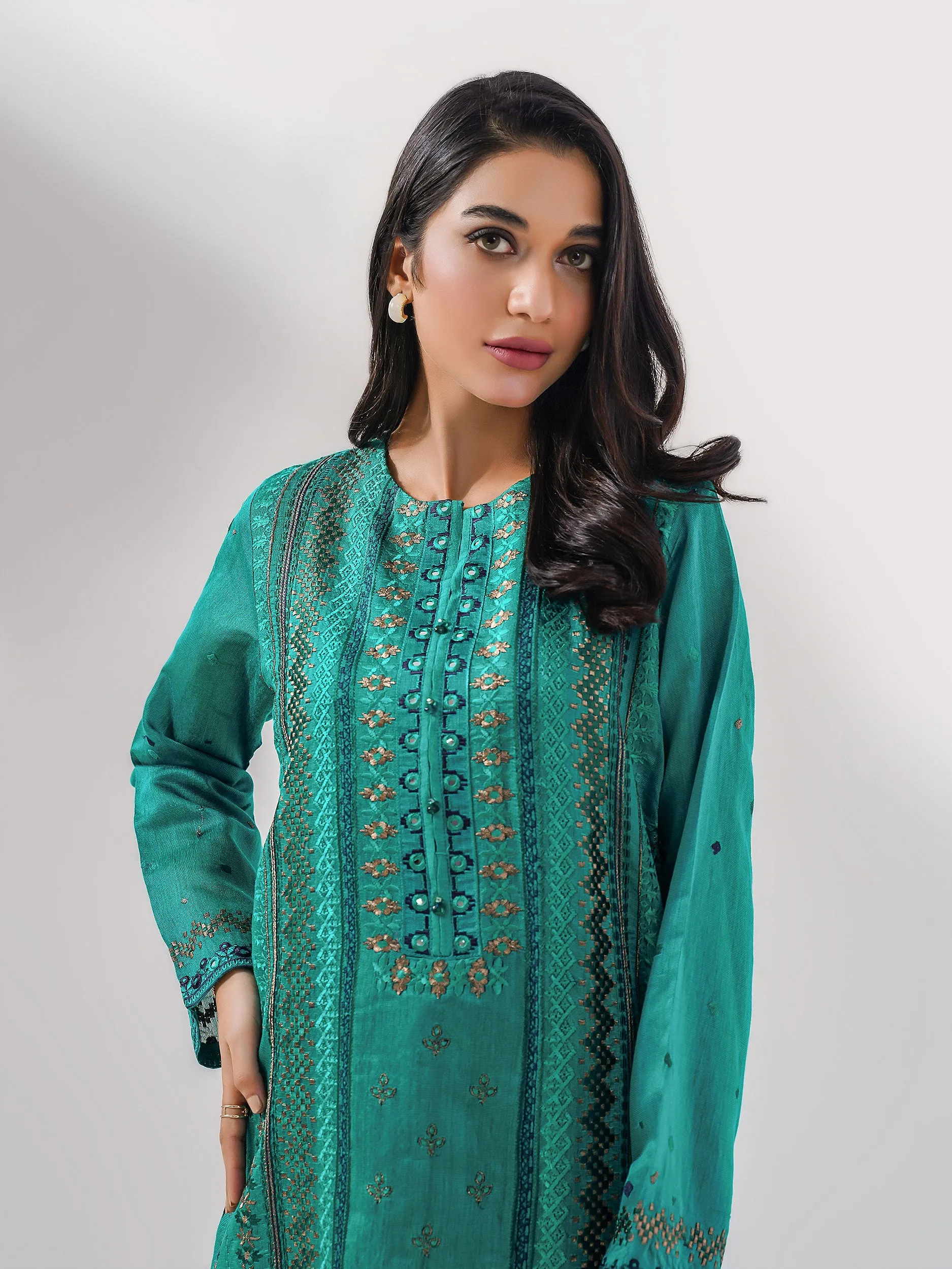 2 Piece Cotton Net Suit-Embroidered(Pret)