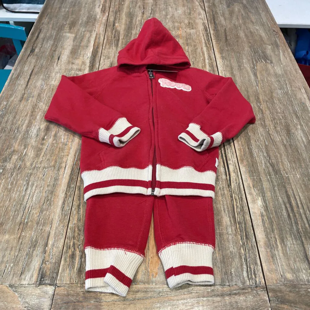 2pc. Roots Red sweatpants zip Ctnblnd Hoody 3T