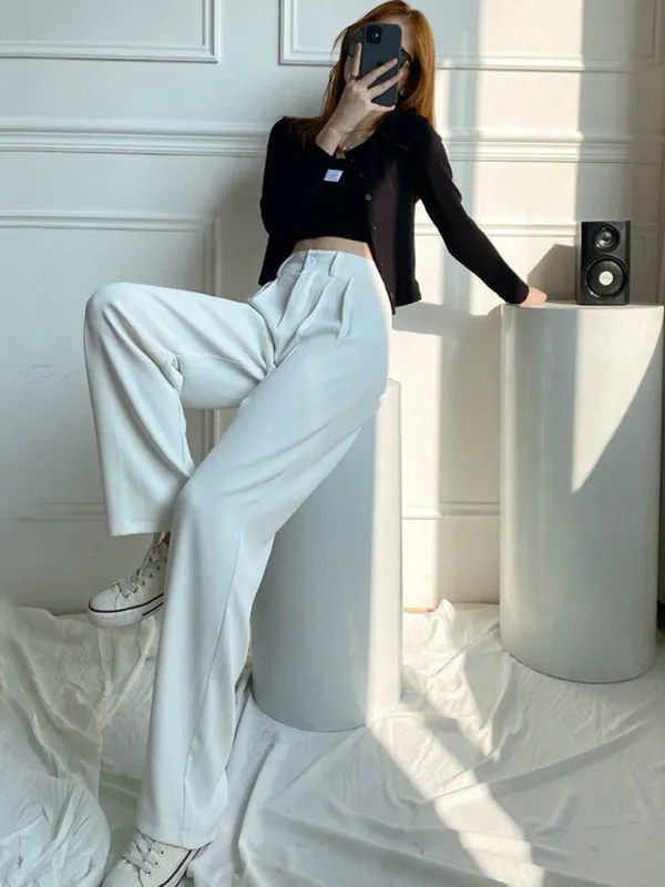 6 Colors Urban High Waisted Wide Leg Solid Color Pants