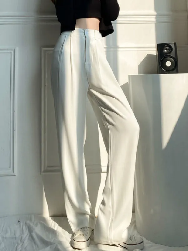 6 Colors Urban High Waisted Wide Leg Solid Color Pants