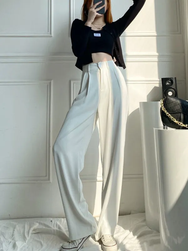 6 Colors Urban High Waisted Wide Leg Solid Color Pants