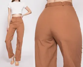 70s Cinnamon Brown High Waisted Pants - Small, 26"