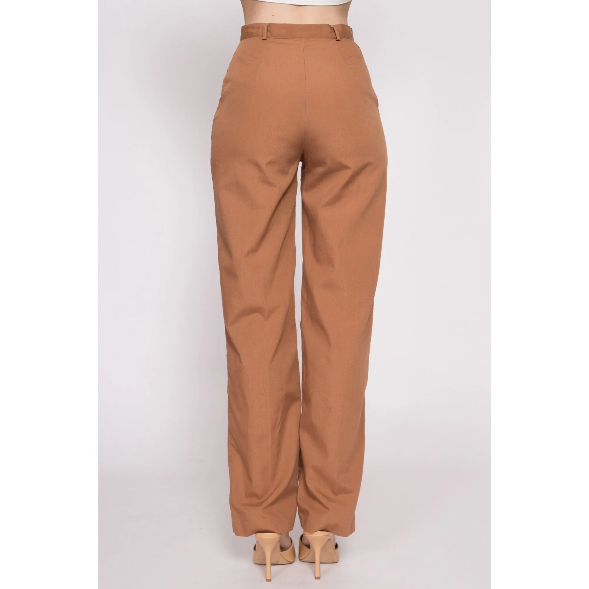 70s Cinnamon Brown High Waisted Pants - Small, 26"