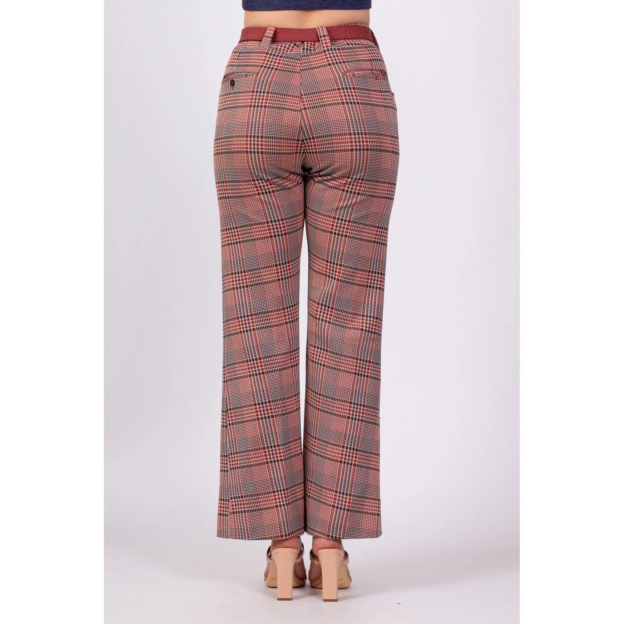 70s High Waisted Plaid Trousers - Men's Small, Women's Medium, 30"