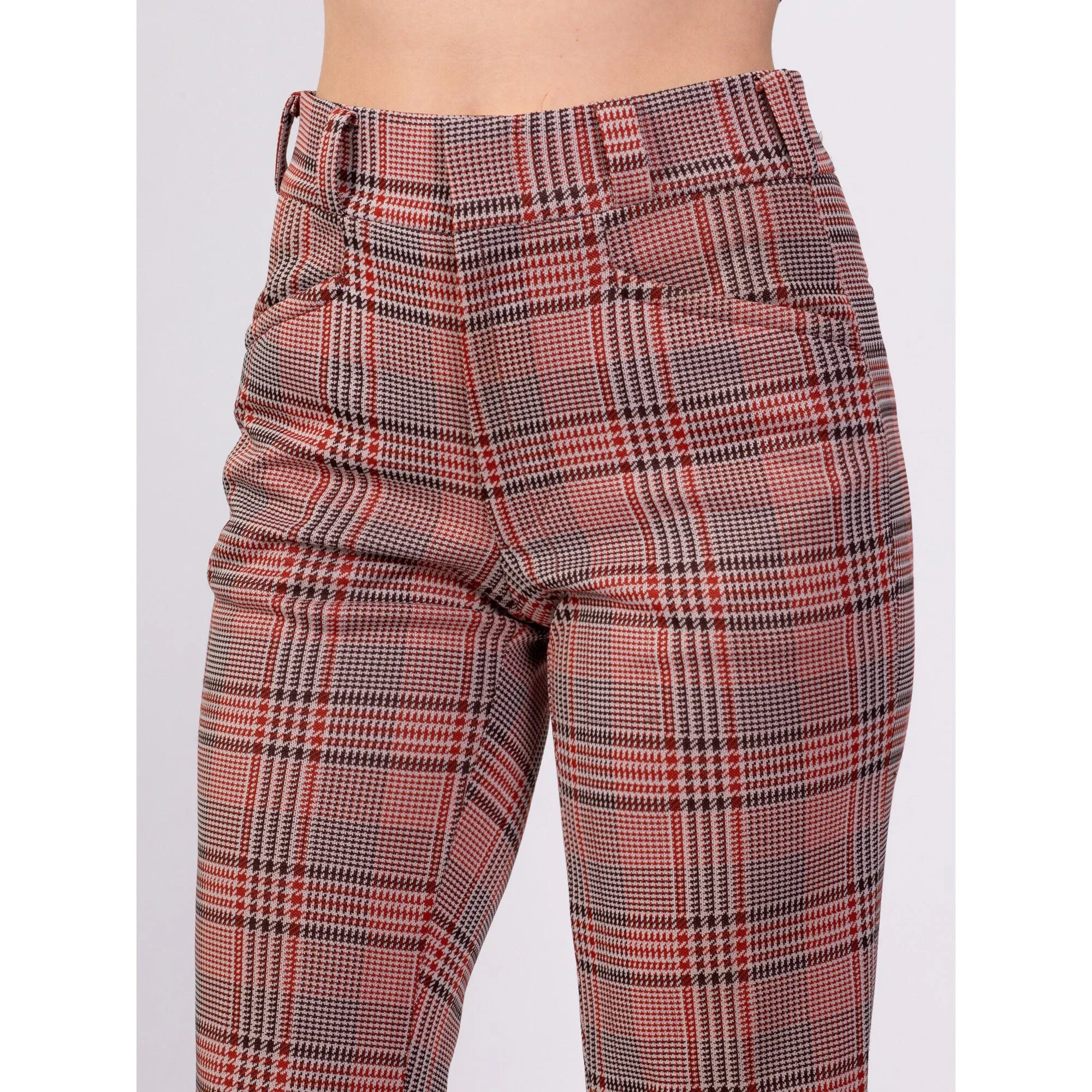 70s High Waisted Plaid Trousers - Men's Small, Women's Medium, 30"