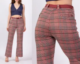 70s High Waisted Plaid Trousers - Men's Small, Women's Medium, 30"