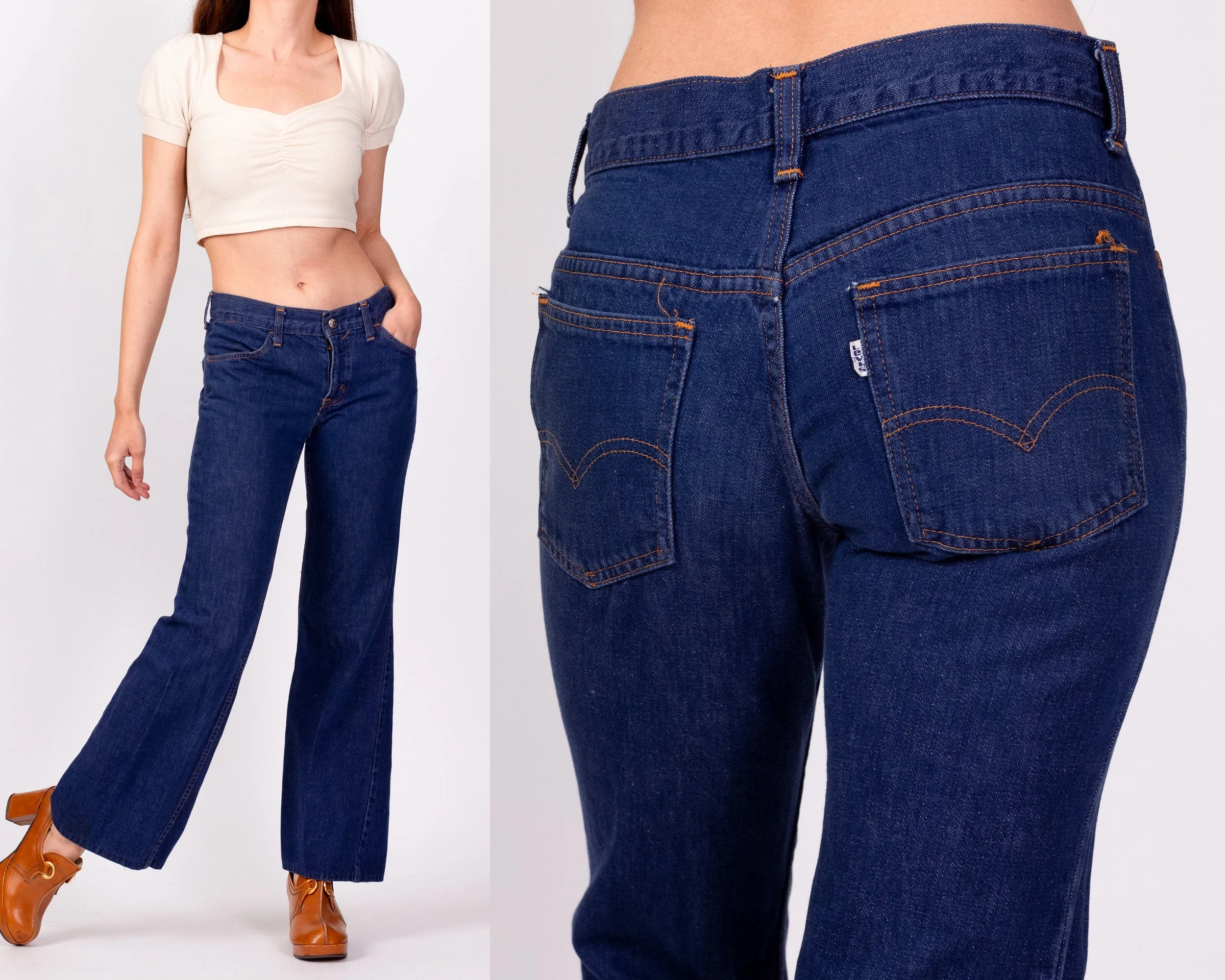 70s Levis Dark Wash Low Rise Jeans - Extra Small