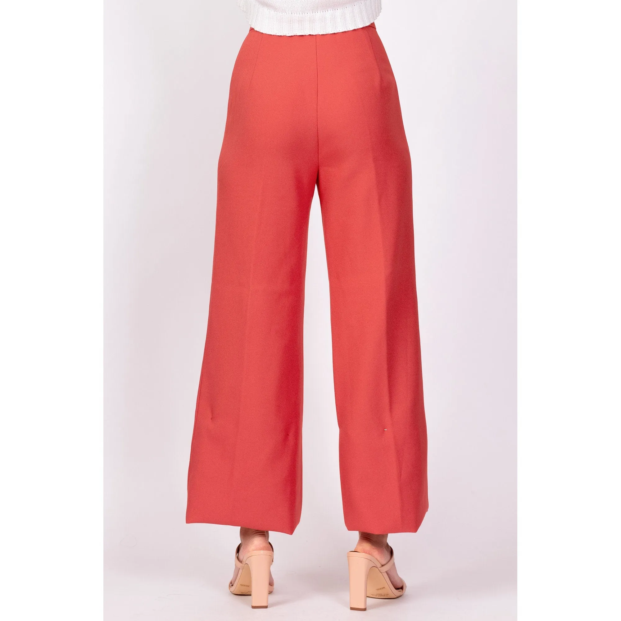 70s Salmon Pink High Waisted Flared Pants - Extra Small, 23.5"