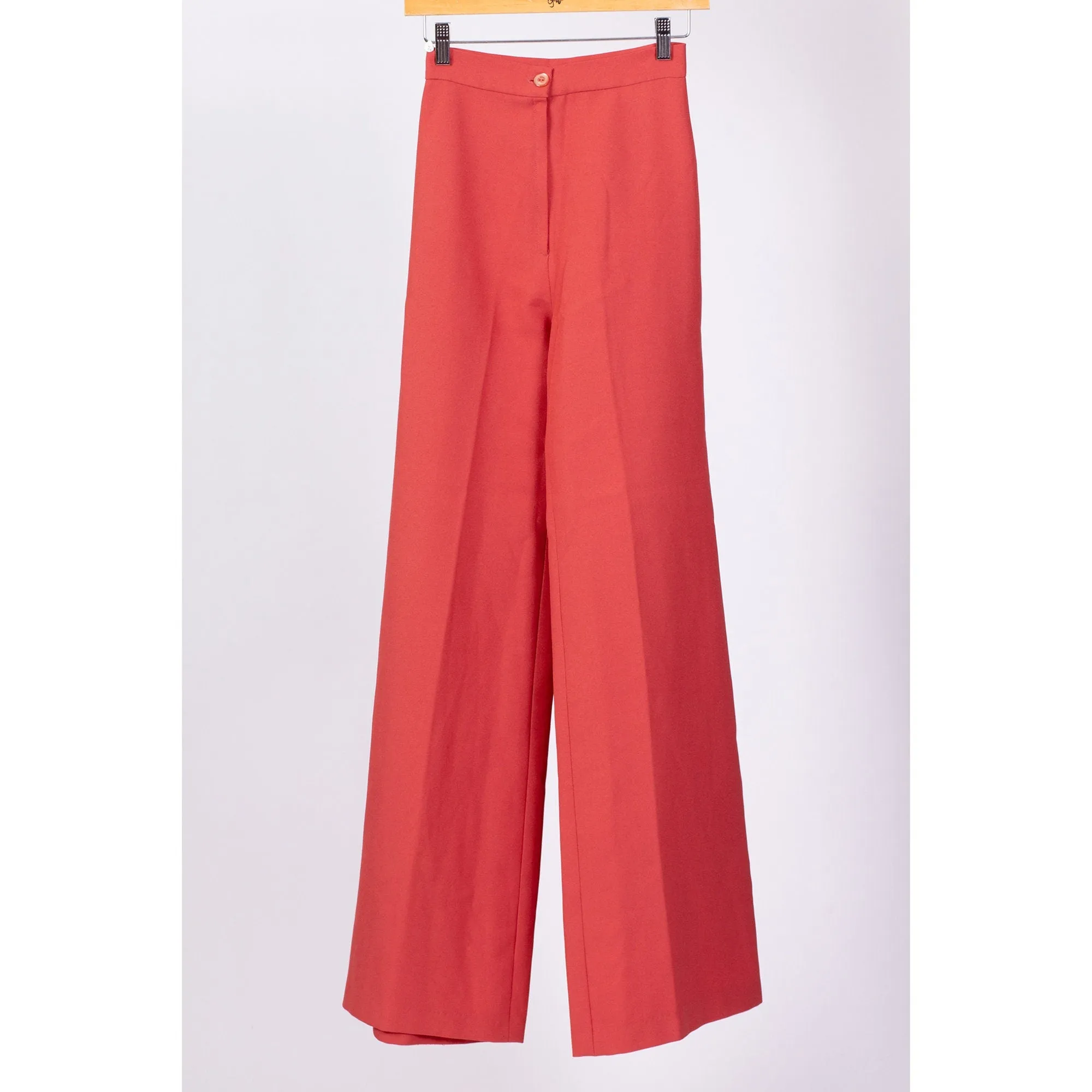 70s Salmon Pink High Waisted Flared Pants - Extra Small, 23.5"