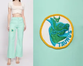 70s Taurus Patch High Waisted Pants - Small to Petite Medium