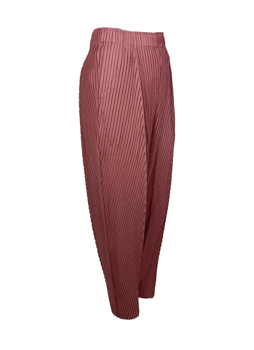 7240024 High Waist Loose Pleated Pants *Pink