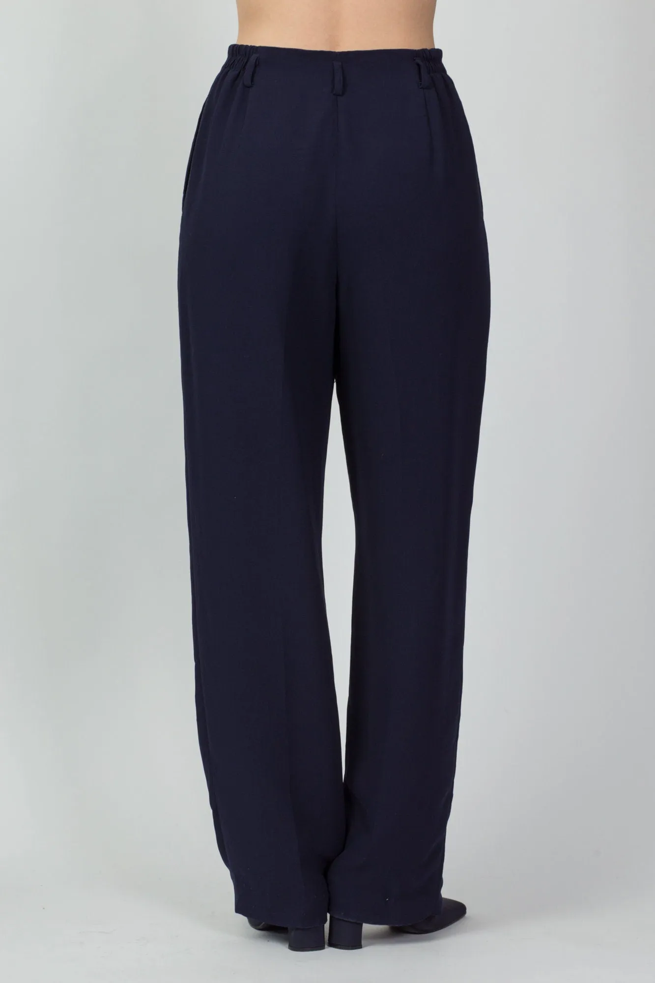 80s 90s Pendleton Navy Blue Minimalist High Waist Trousers - Medium