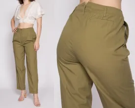 80s Olive High Waisted Trousers - Medium, 28"