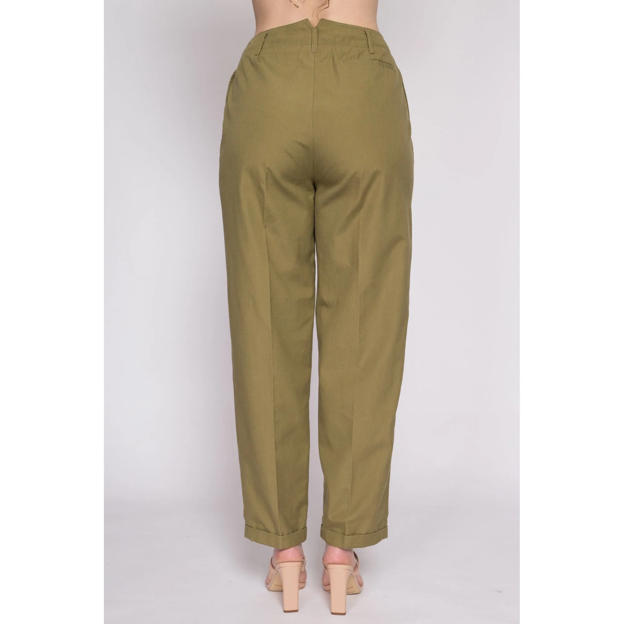 80s Olive High Waisted Trousers - Medium, 28"