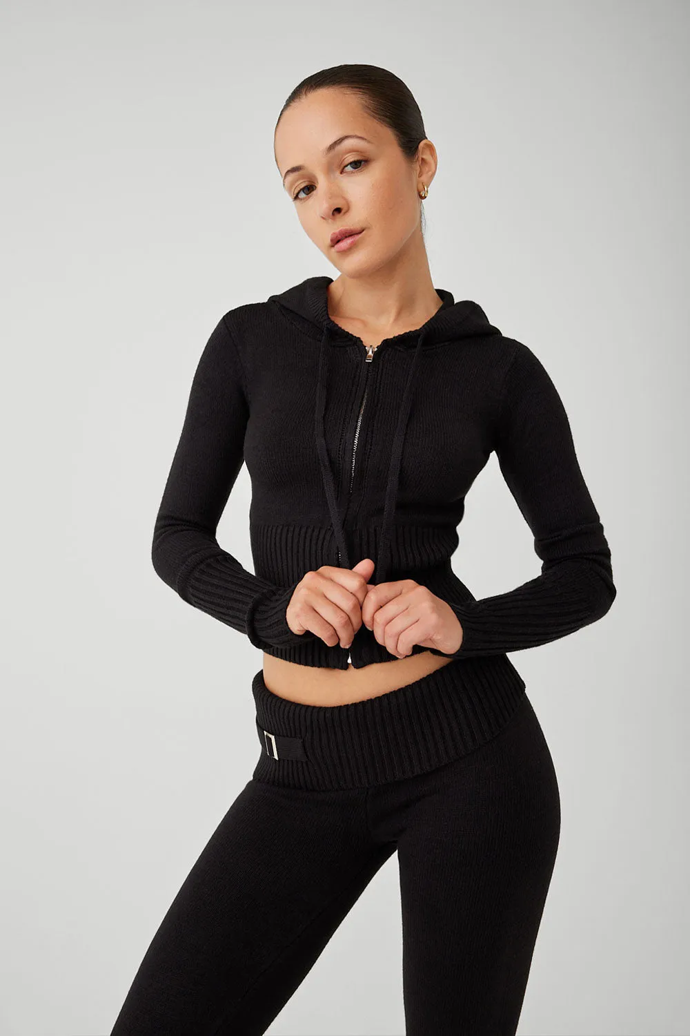 Aimee Zip Up Hoodie - Black