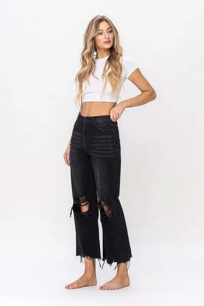 Alayna Vintage Distressed Crop Flare Jeans