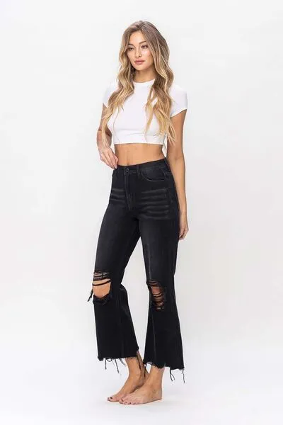 Alayna Vintage Distressed Crop Flare Jeans