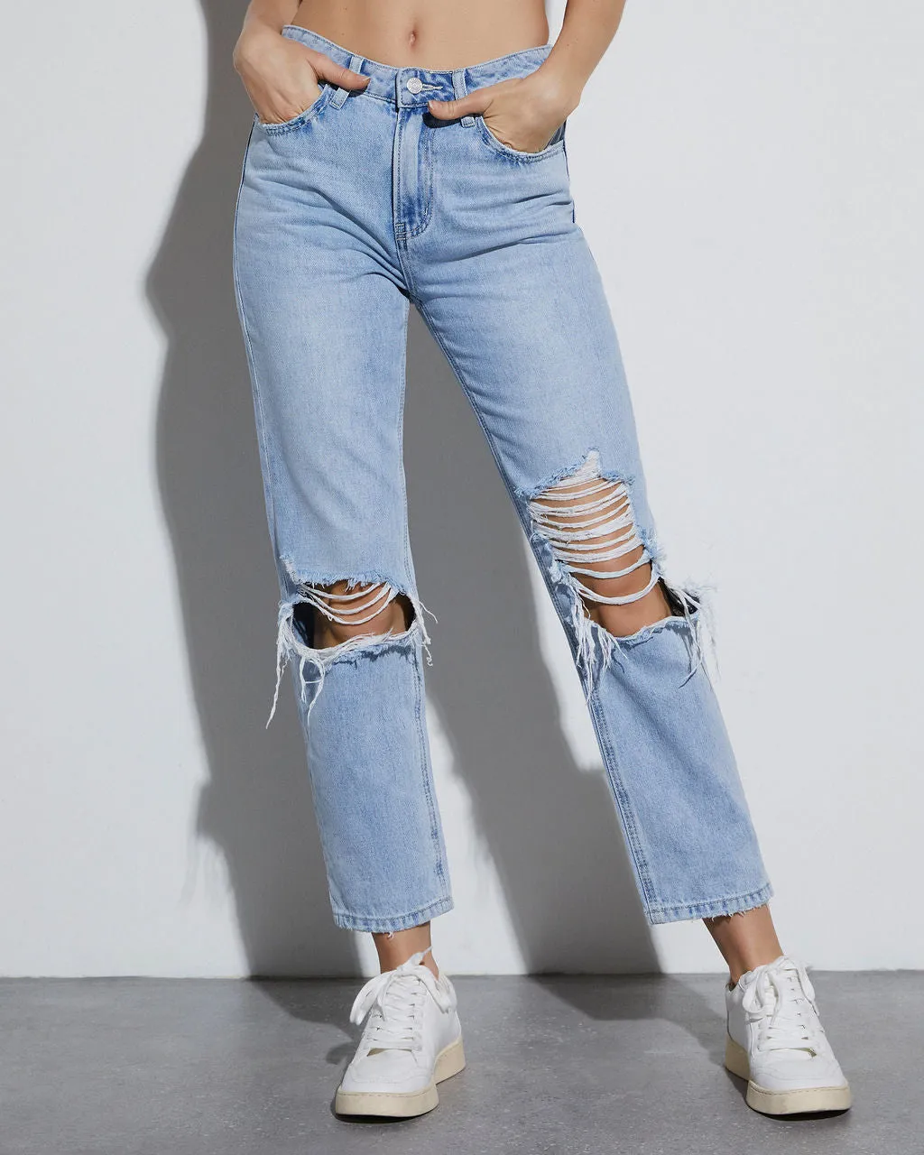 Alfie High Waist Distressed Cropped Jeans