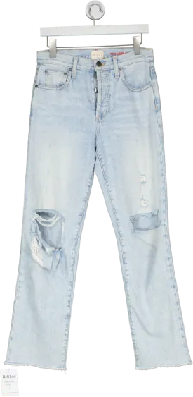 Alice   Olivia Blue Cotton Distressed Straight Leg Jeans UK 8