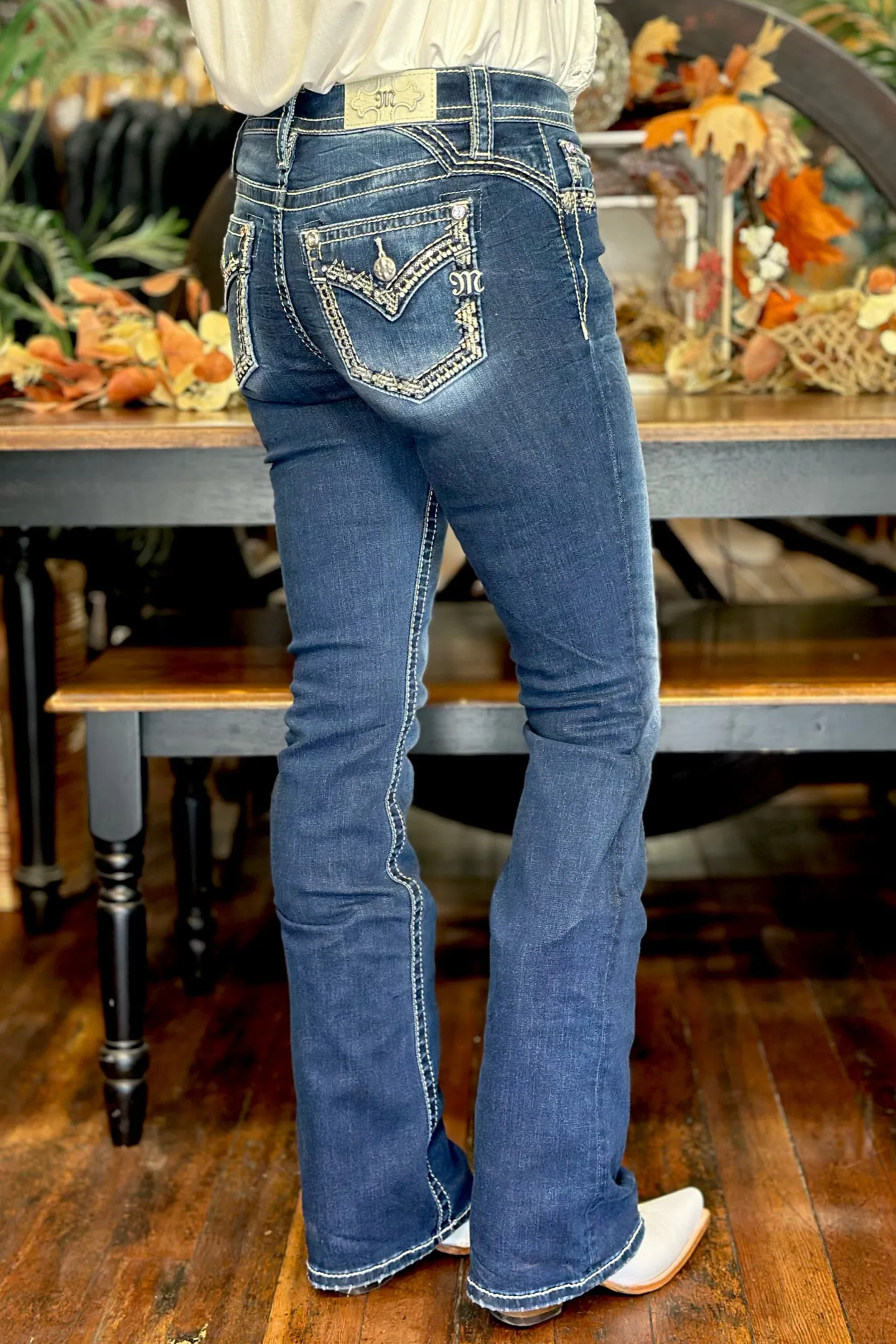 All In Border Stitch Mid Rise Bootcut Jean by Miss Me