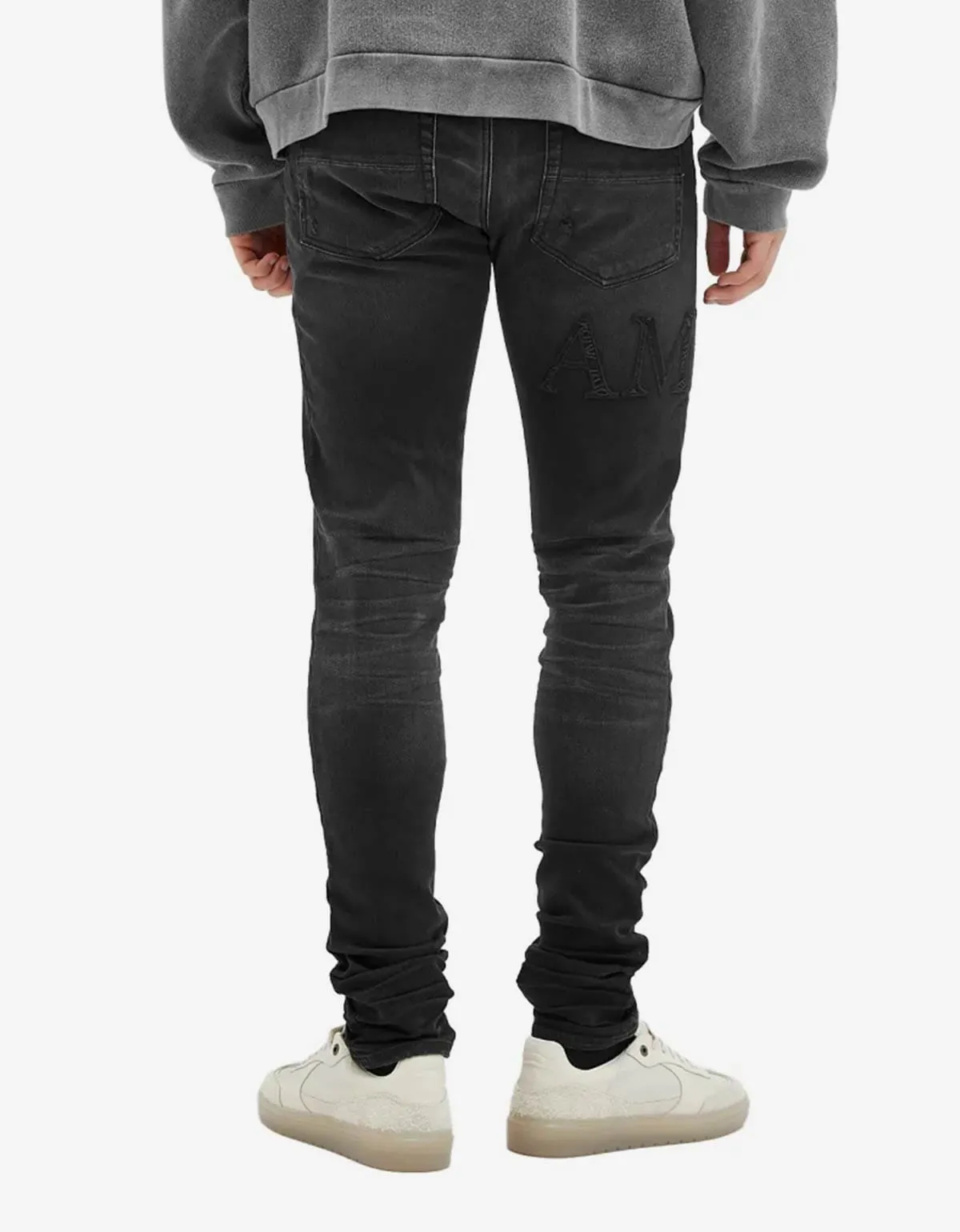 Amiri Black Bandana Jacquard Logo Jeans