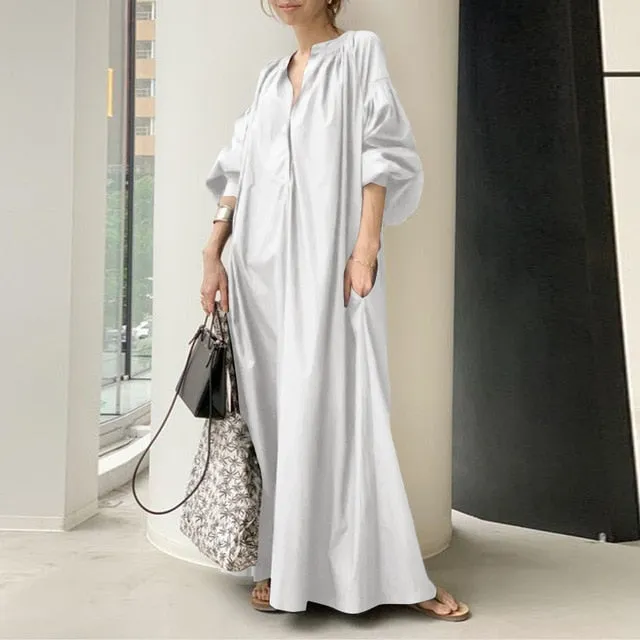 Amy Fashion - Casual Lantern Sleeve Vestidos Dress