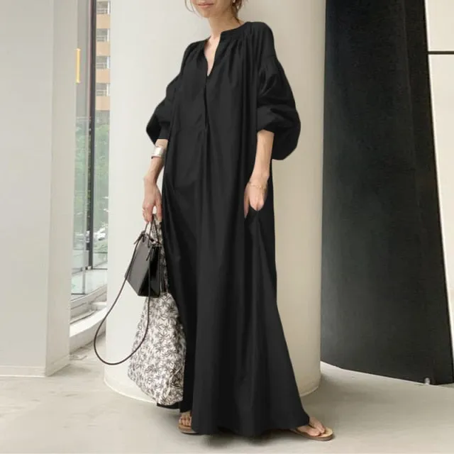 Amy Fashion - Casual Lantern Sleeve Vestidos Dress