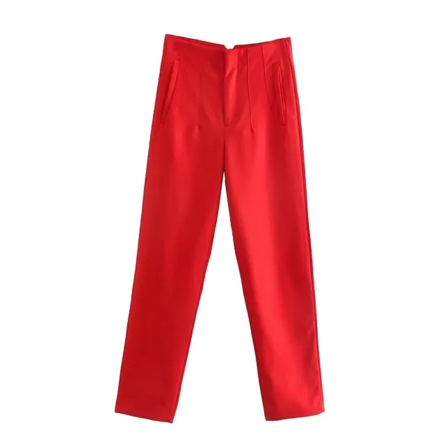 Amy Fashion - Chic Button Zip Elegant Pink Casual Pants