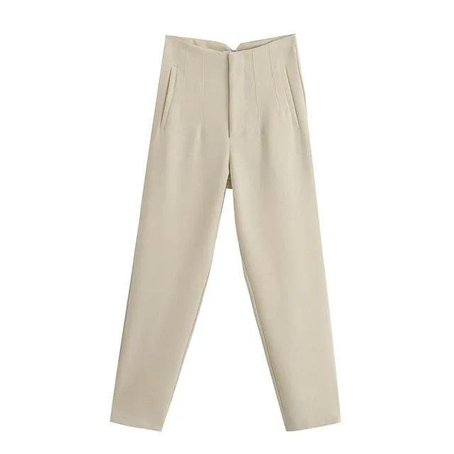 Amy Fashion - Chic Button Zip Elegant Pink Casual Pants