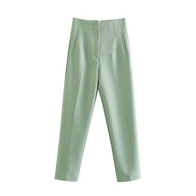 Amy Fashion - Chic Button Zip Elegant Pink Casual Pants