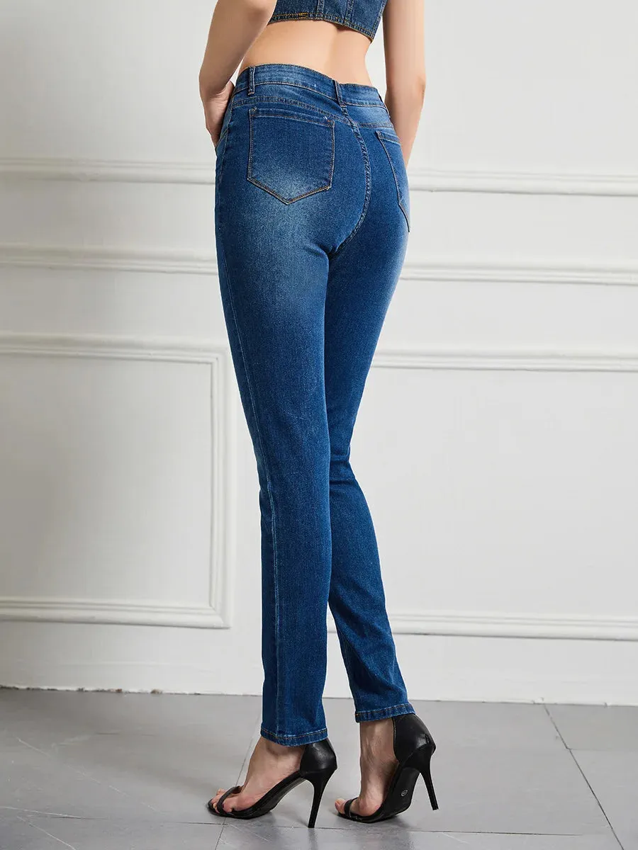 Amy Fashion - Elastic Slim High Waist Small Feet Casual Autumn Winter Jean