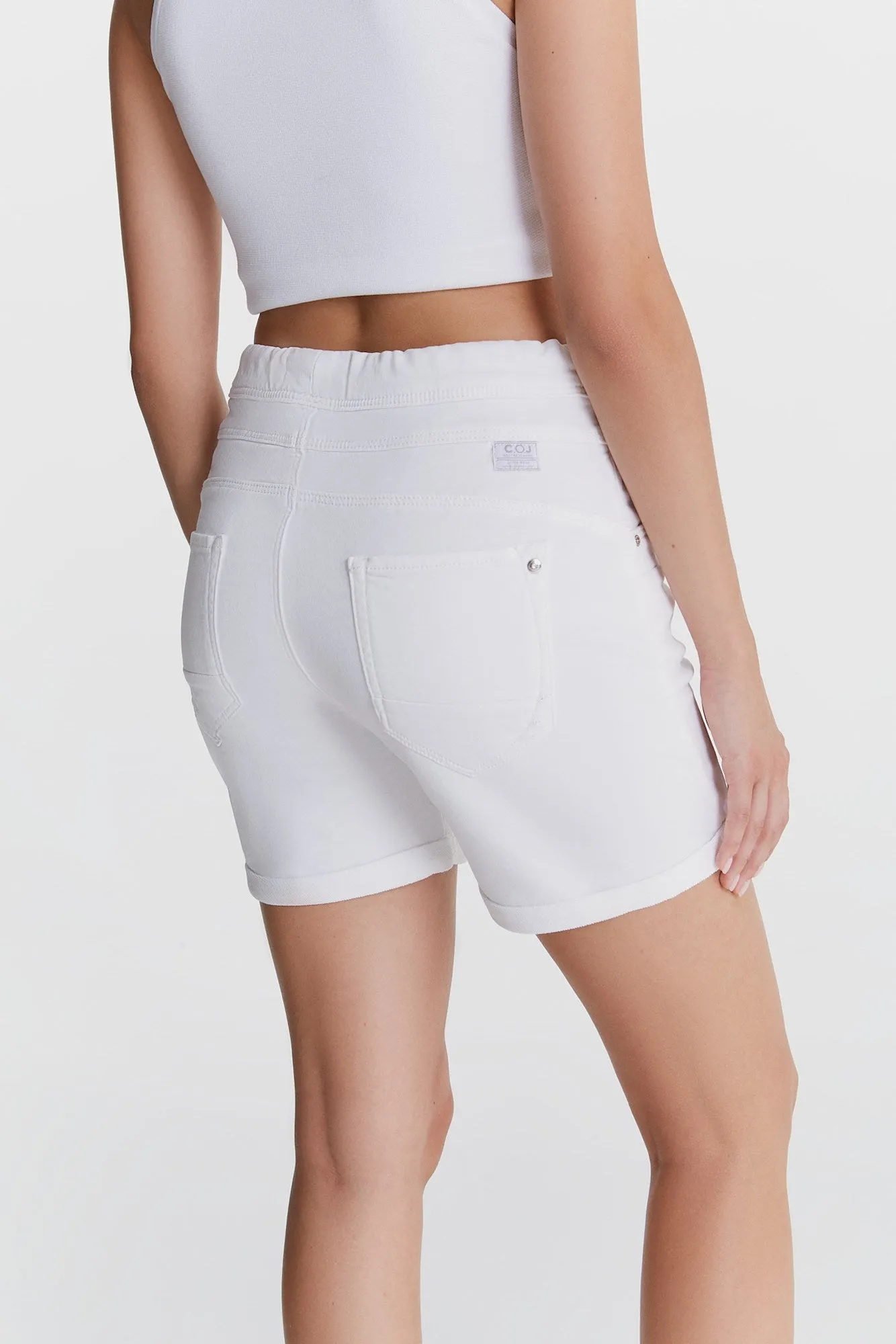 Anna Mid Waist Jogger Shorts White