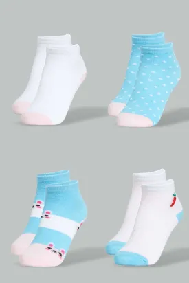 Assorted Printed Ankle Socks For Girls (Pack of 4)