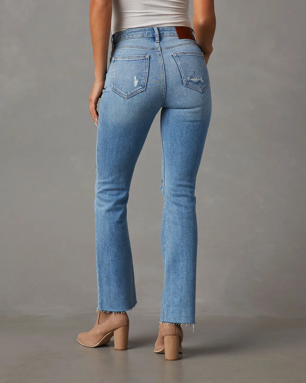 Auggie High Rise Distressed Flare Jeans