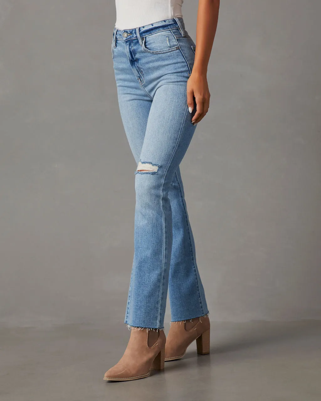 Auggie High Rise Distressed Flare Jeans