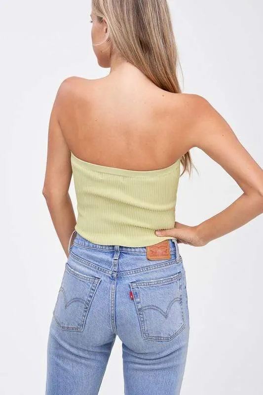 Baines Strapless Sweater Crop Top Sage