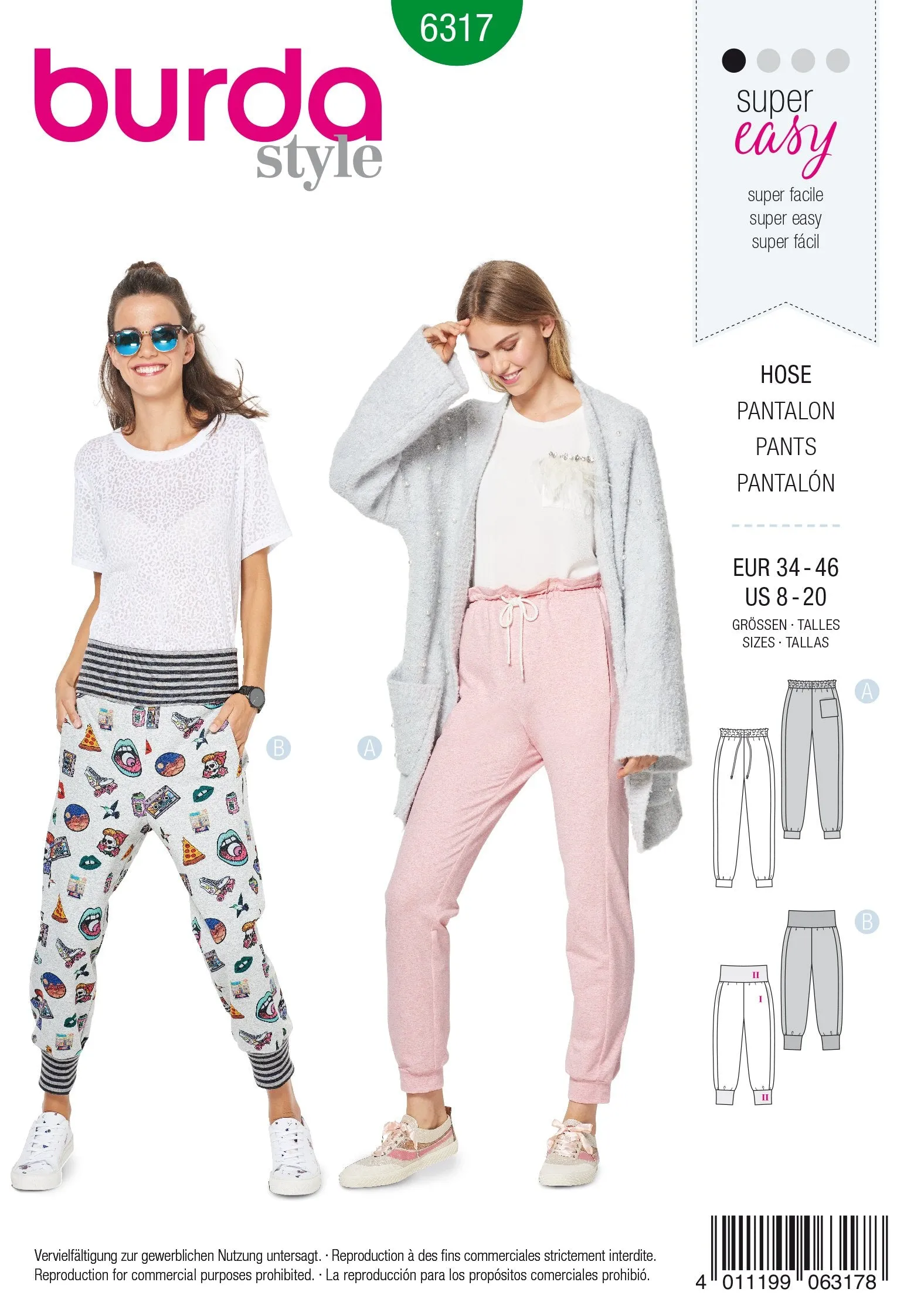 BD6317 Misses' Jogging pants sewing pattern