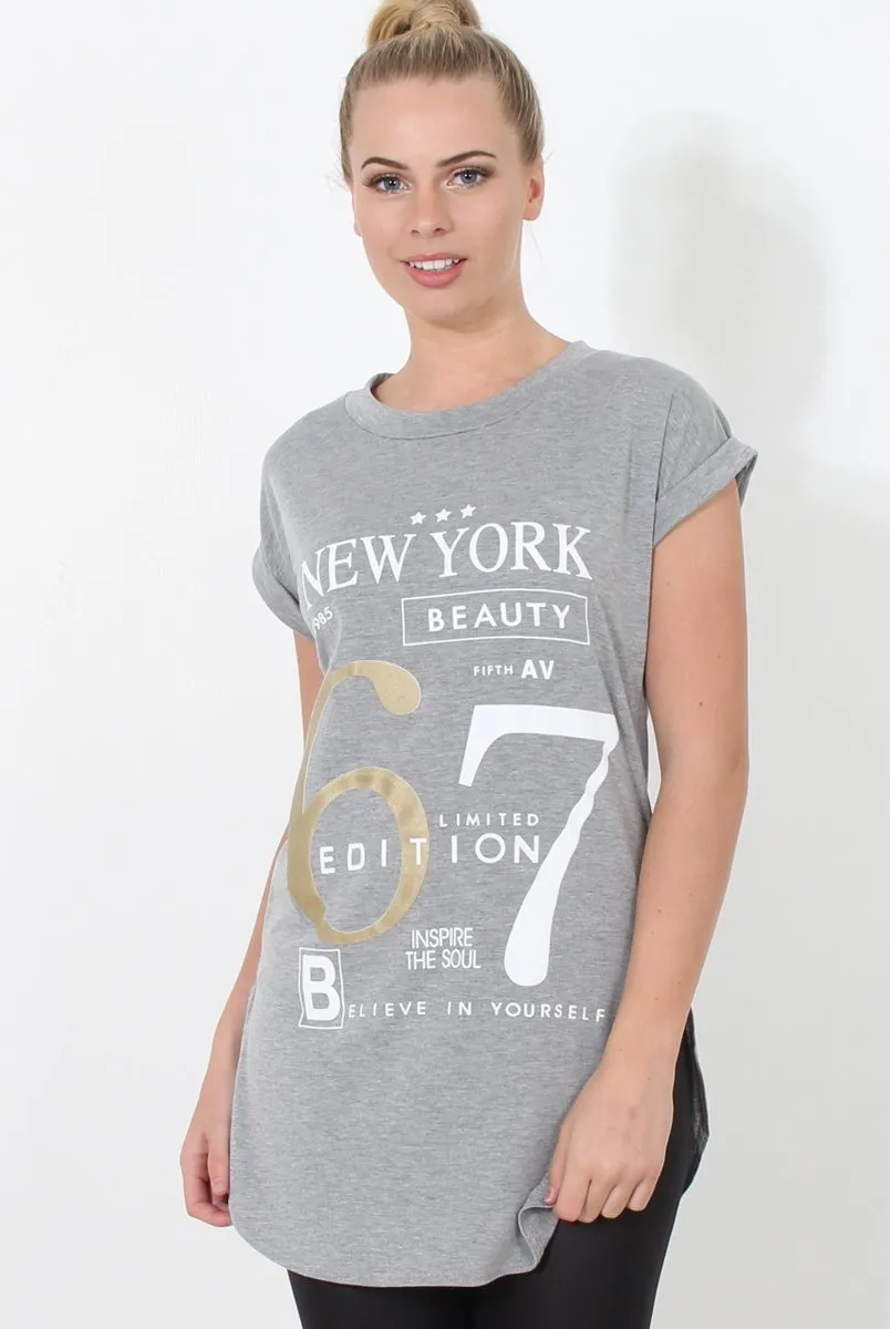 Beau Grey Slogan Top