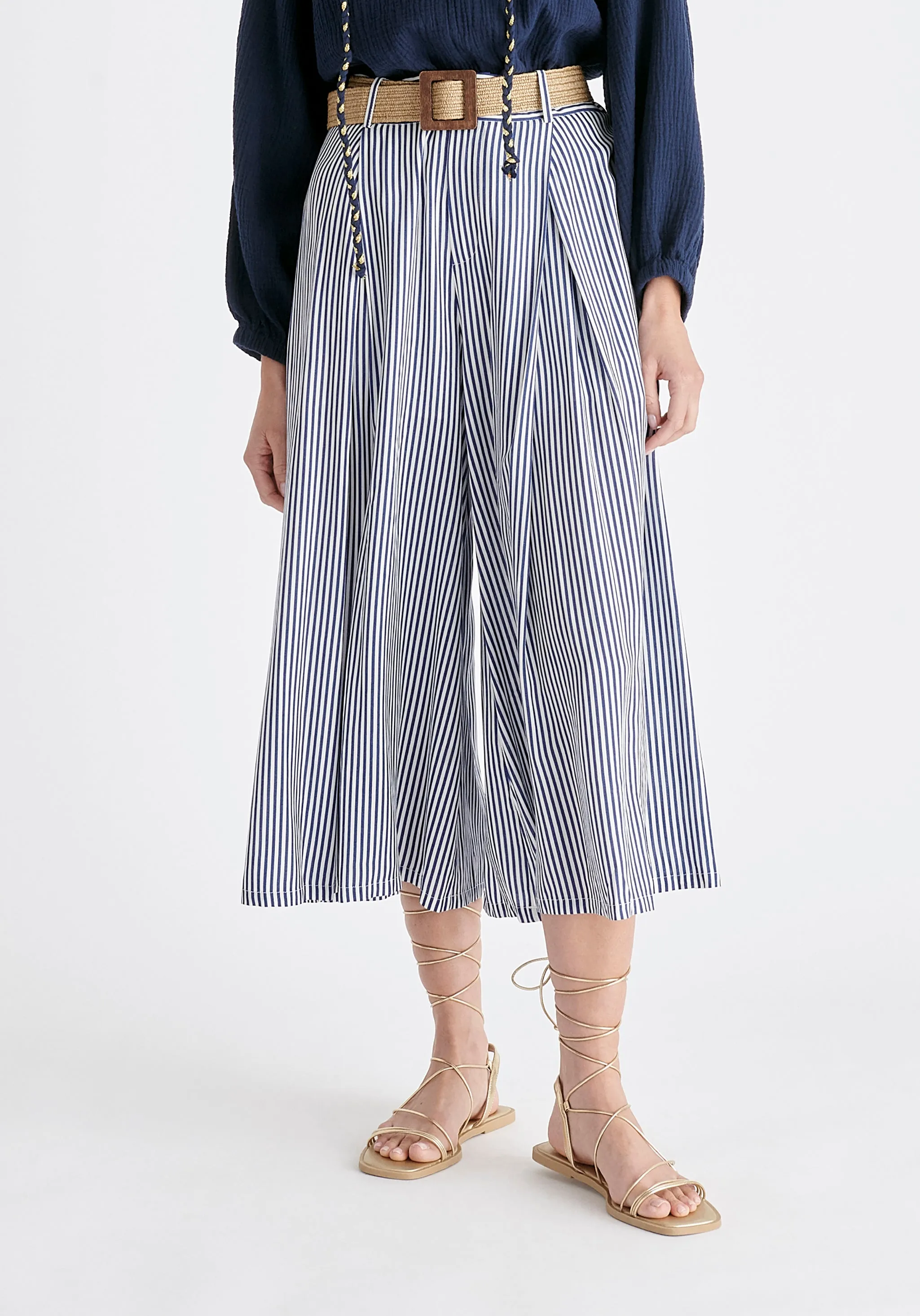 Belted Pleated Culottes