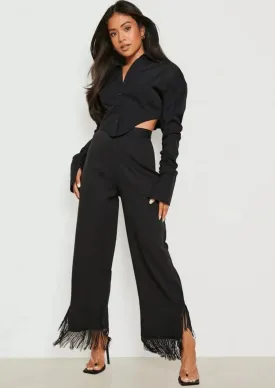 BLACK FRINGED TROUSERS