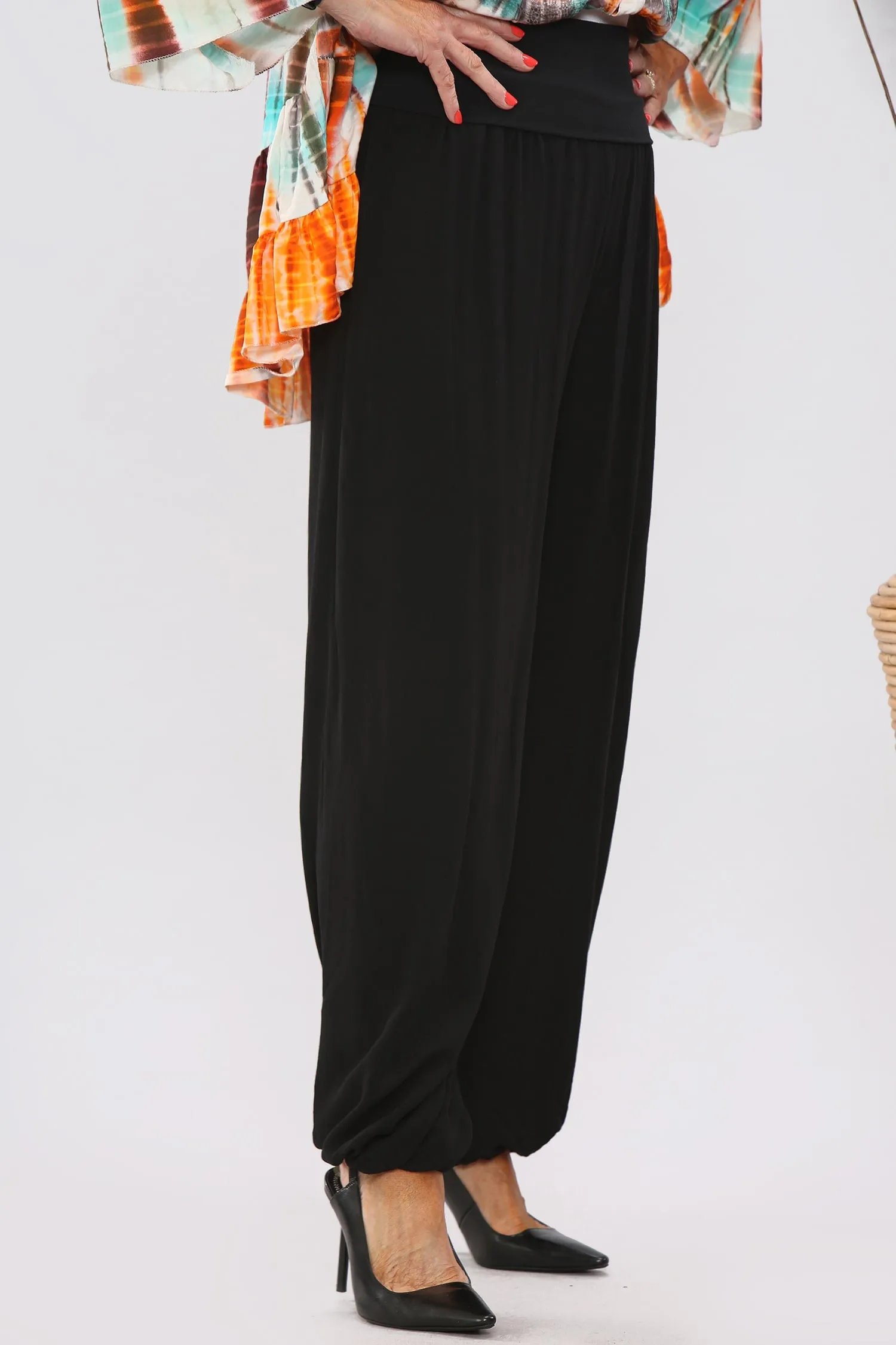 Black Silky High Waisted Hareem  palazzo leg