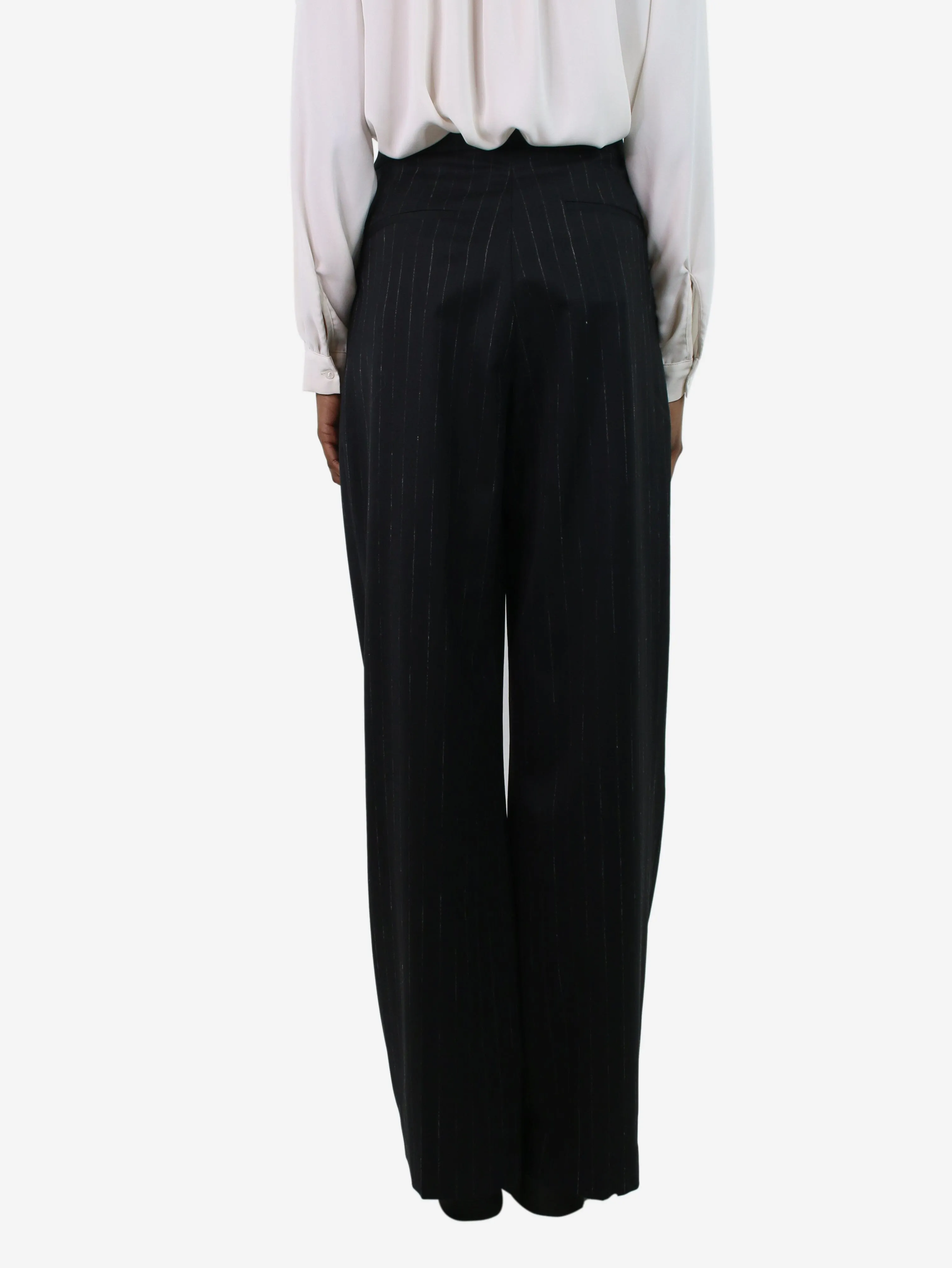 Black wide-leg pinstripe trousers - size FR 34