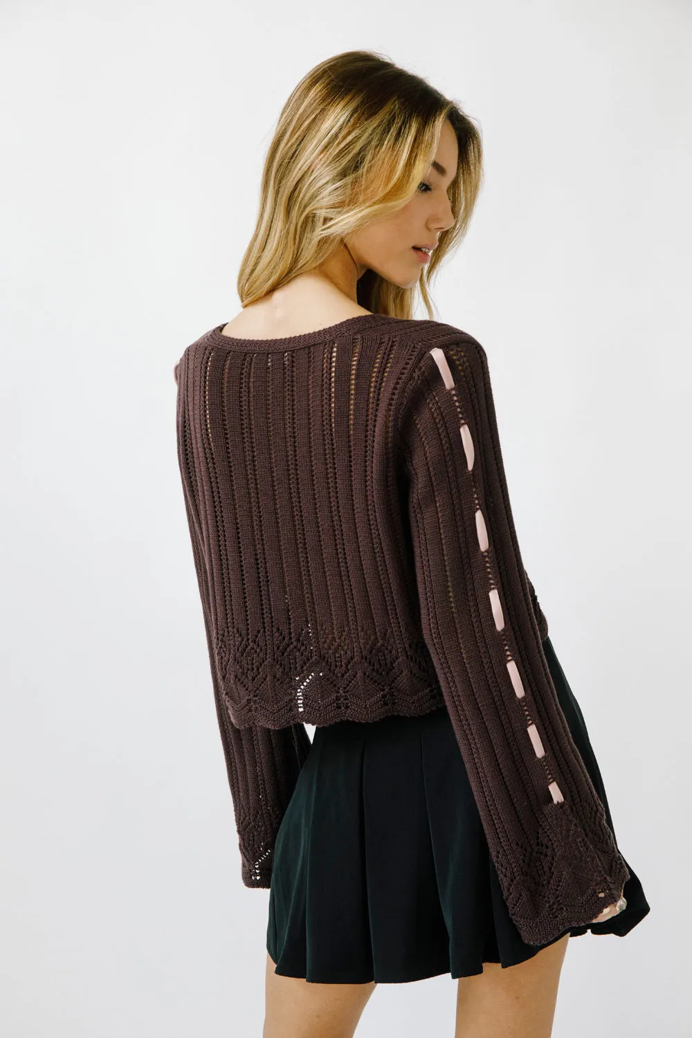 Bow-tiful Ribbon Cardigan Eggplant