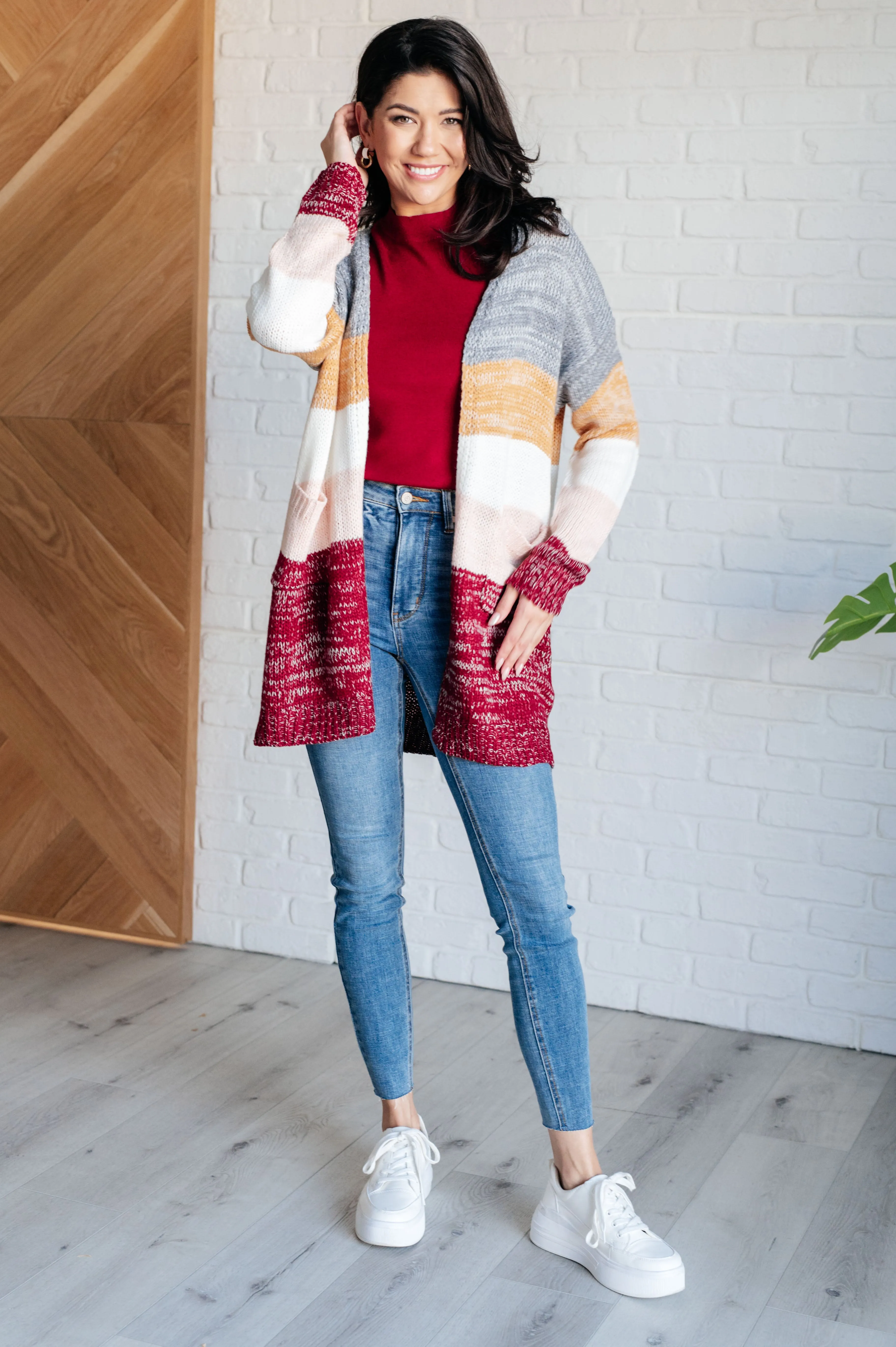 Bring the Warmth Color Block Cardigan by Haptics