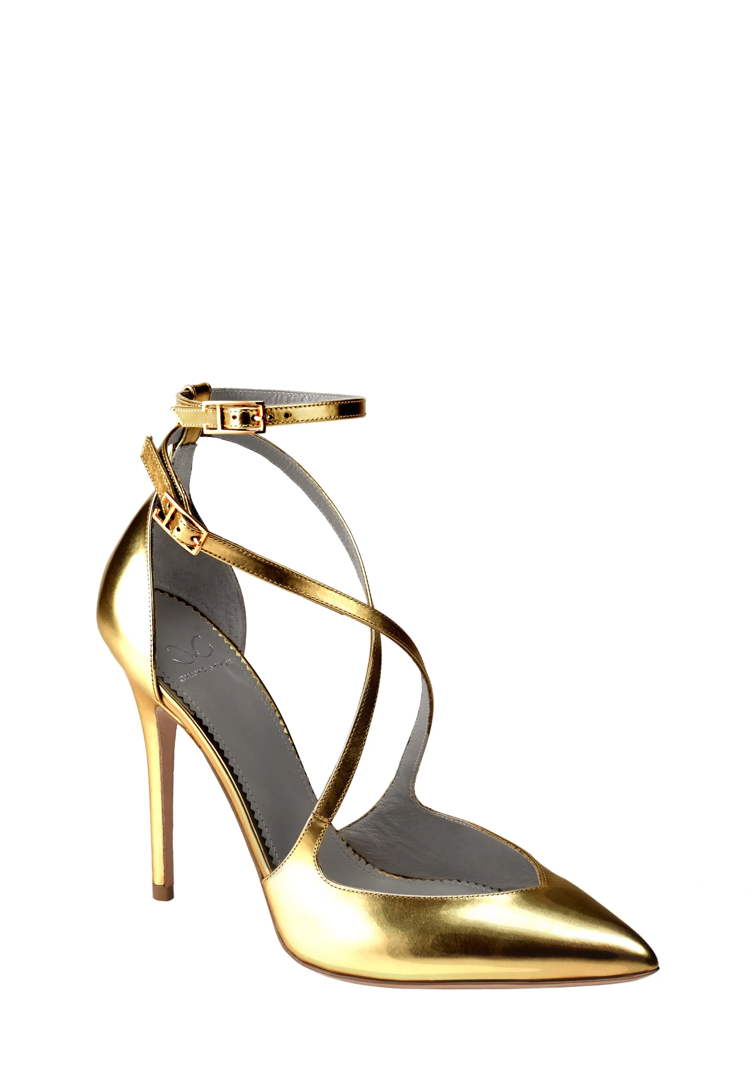 CAROLLA MIRRORED GOLD LEATHER PUMPS