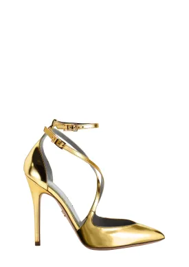 CAROLLA MIRRORED GOLD LEATHER PUMPS